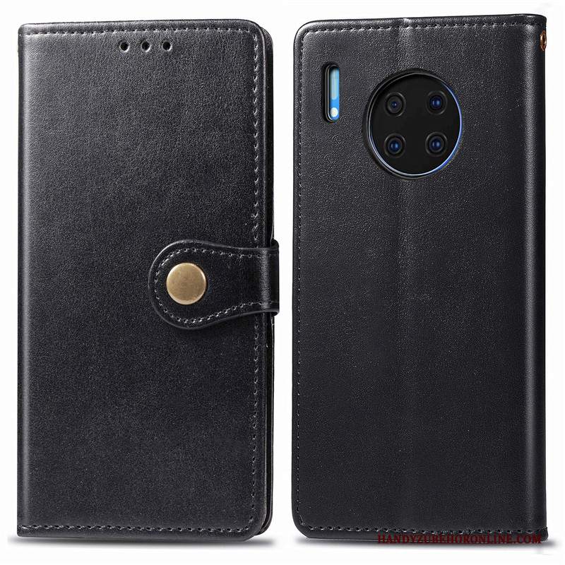 Custodia Huawei Mate 30 Pelle Affari Monocromatico, Cover Huawei Mate 30 Folio Ornamenti Appesi Semplici