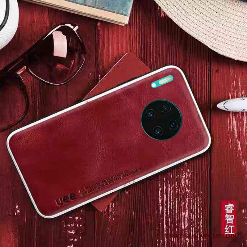 Custodia Huawei Mate 30 Pro Pelle Sottile High End, Cover Huawei Mate 30 Pro Silicone Vino Rossotelefono