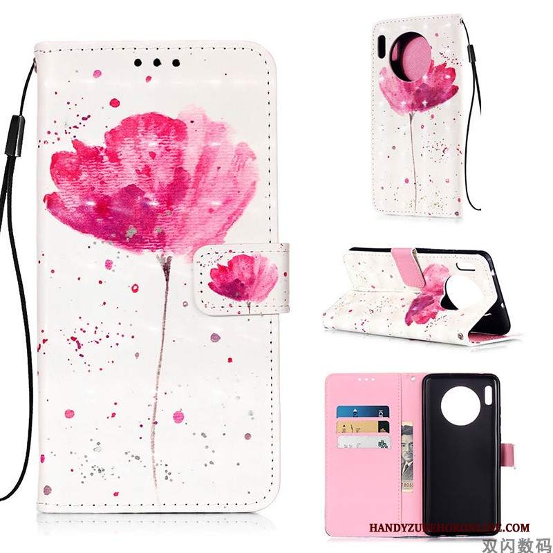 Custodia Huawei Mate 30 Pro Portafoglio Telefono Bianco, Cover Huawei Mate 30 Pro Folio Tutto Incluso Anti-caduta