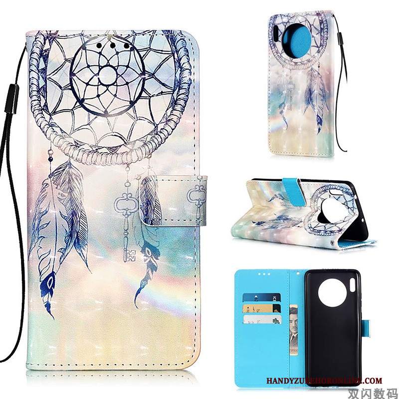 Custodia Huawei Mate 30 Pro Portafoglio Telefono Bianco, Cover Huawei Mate 30 Pro Folio Tutto Incluso Anti-caduta