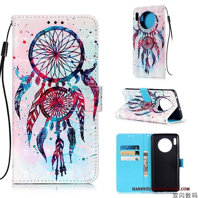 Custodia Huawei Mate 30 Pro Portafoglio Telefono Bianco, Cover Huawei Mate 30 Pro Folio Tutto Incluso Anti-caduta