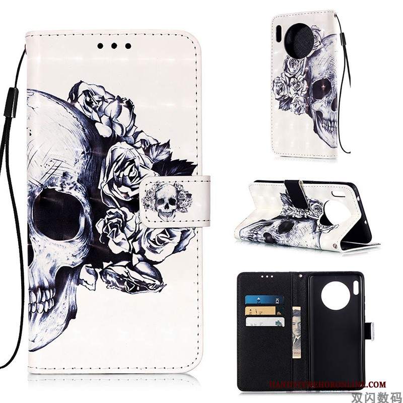 Custodia Huawei Mate 30 Pro Portafoglio Telefono Bianco, Cover Huawei Mate 30 Pro Folio Tutto Incluso Anti-caduta