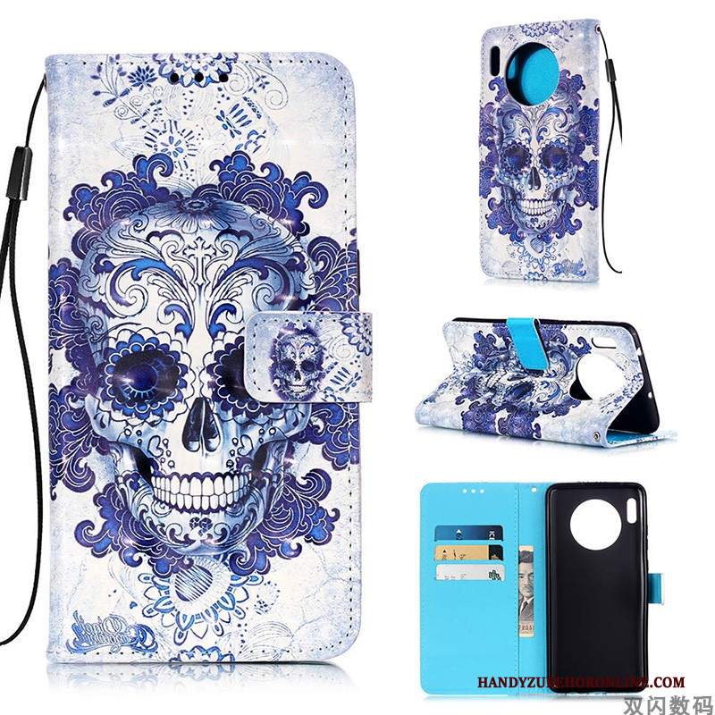 Custodia Huawei Mate 30 Pro Portafoglio Telefono Bianco, Cover Huawei Mate 30 Pro Folio Tutto Incluso Anti-caduta