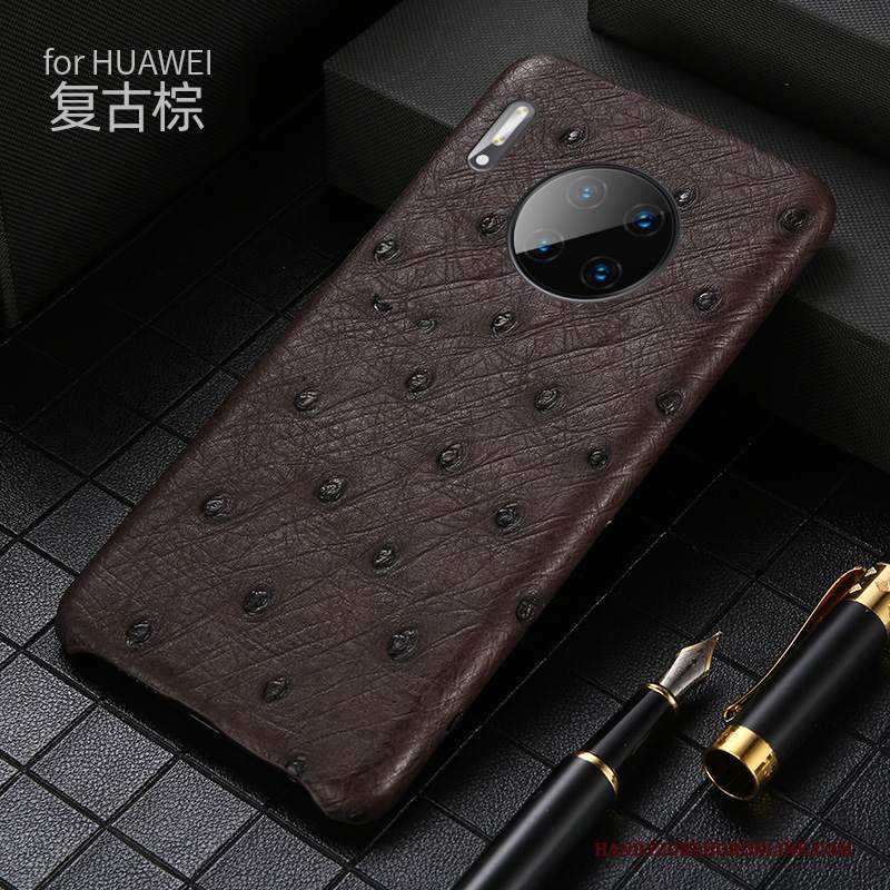 Custodia Huawei Mate 30 Protezione Lusso High End, Cover Huawei Mate 30 Pelle Telefono Nero