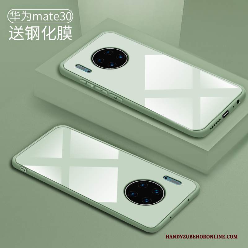 Custodia Huawei Mate 30 Protezione Marchio Di Tendenza Sottile, Cover Huawei Mate 30 Creativo Verde Vetro