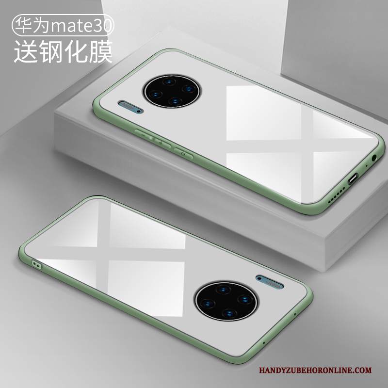 Custodia Huawei Mate 30 Protezione Marchio Di Tendenza Sottile, Cover Huawei Mate 30 Creativo Verde Vetro