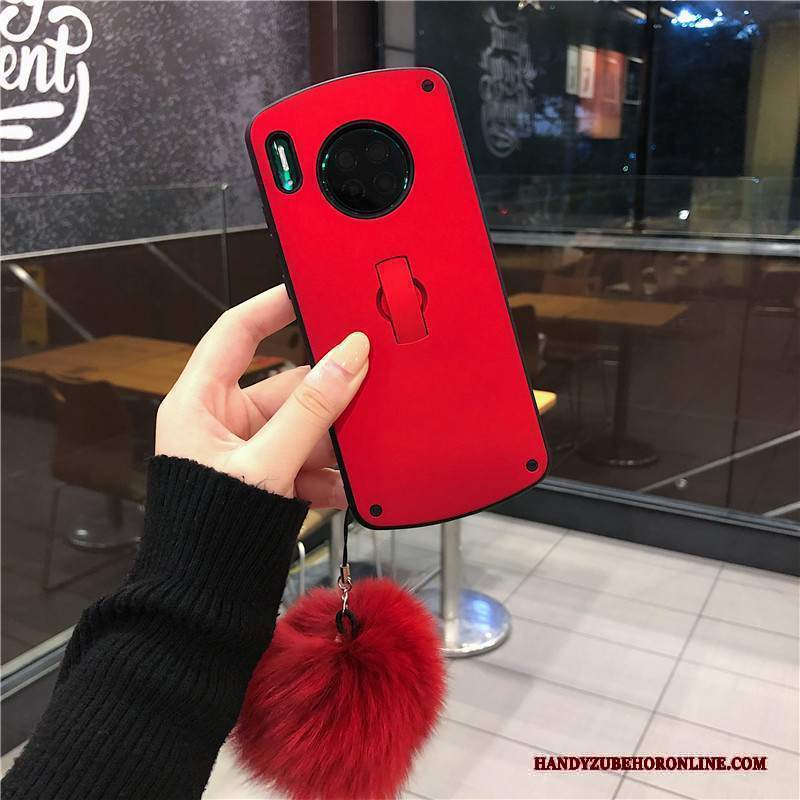 Custodia Huawei Mate 30 Protezione Net Red Supporto, Cover Huawei Mate 30 Di Personalità Palla Di Pelo