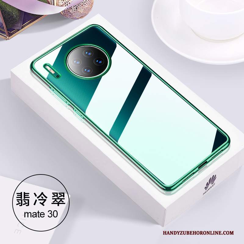 Custodia Huawei Mate 30 Silicone Marchio Di Tendenza Sottile, Cover Huawei Mate 30 Trasparente Verde