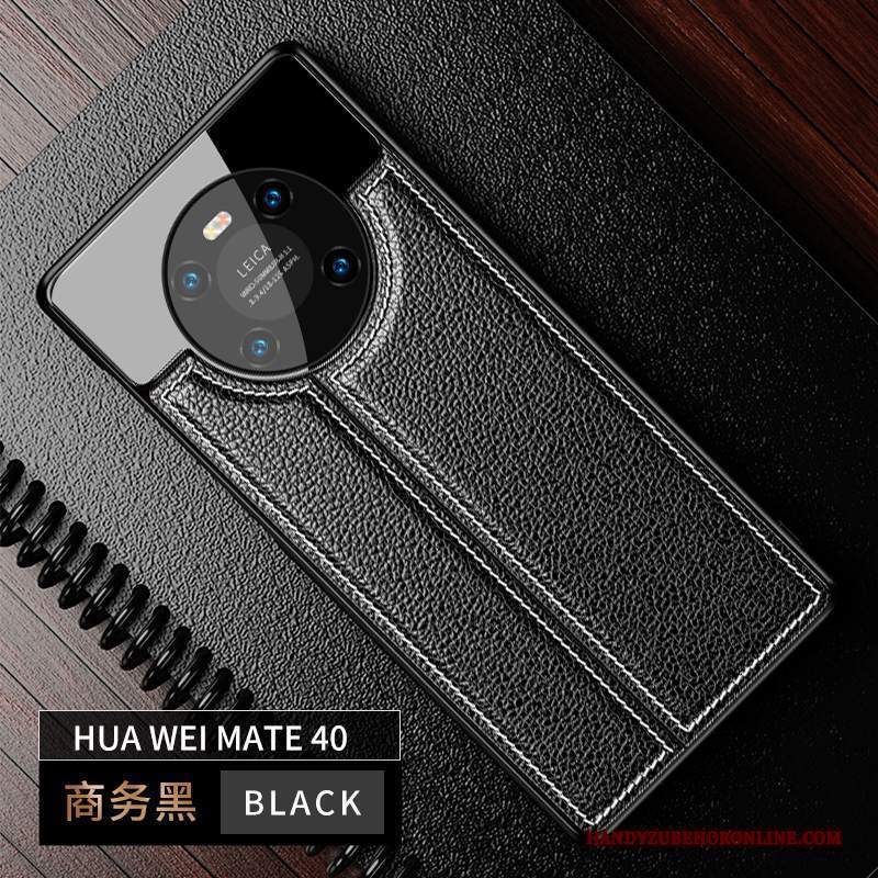 Custodia Huawei Mate 40 Pelle Nero Specchio, Cover Huawei Mate 40 Creativo High End Nuovo