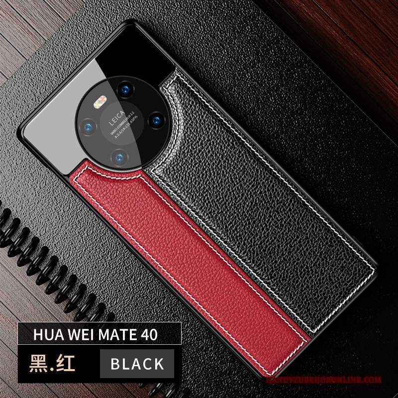 Custodia Huawei Mate 40 Pelle Nero Specchio, Cover Huawei Mate 40 Creativo High End Nuovo