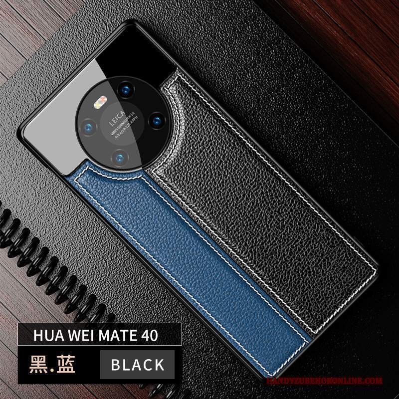 Custodia Huawei Mate 40 Pelle Nero Specchio, Cover Huawei Mate 40 Creativo High End Nuovo