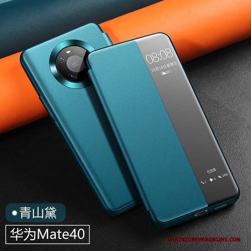 Custodia Huawei Mate 40 Pelle Tutto Incluso Verde, Cover Huawei Mate 40 Protezione Nuovotelefono