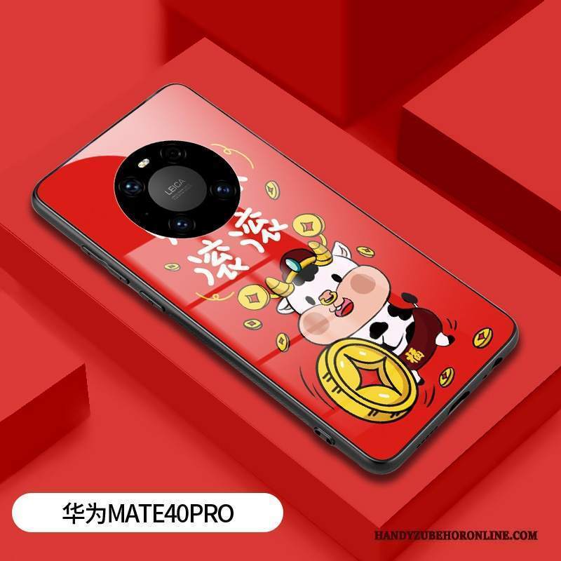 Custodia Huawei Mate 40 Pro Cartone Animato Rosso Difficile, Cover Huawei Mate 40 Pro Protezione Vetro Tutto Incluso