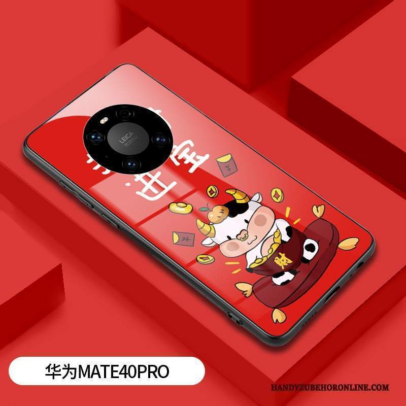 Custodia Huawei Mate 40 Pro Cartone Animato Rosso Difficile, Cover Huawei Mate 40 Pro Protezione Vetro Tutto Incluso