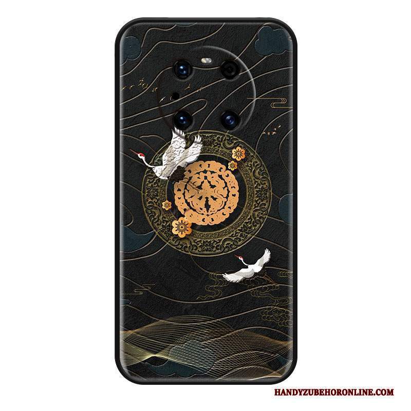 Custodia Huawei Mate 40 Pro Creativo Gru Macchiati, Cover Huawei Mate 40 Pro Goffratura Vento Nero