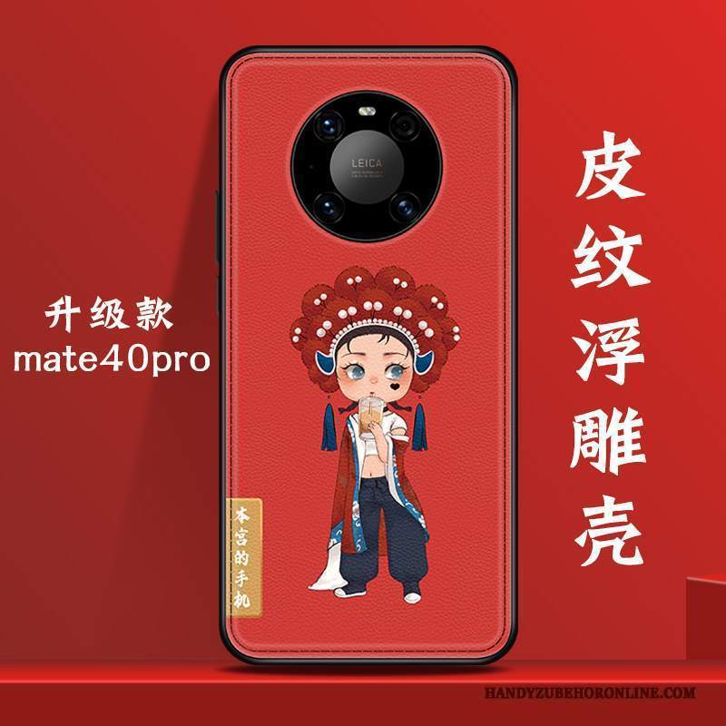 Custodia Huawei Mate 40 Pro Creativo Rosso Net Red, Cover Huawei Mate 40 Pro Stile Cinese Anti-caduta