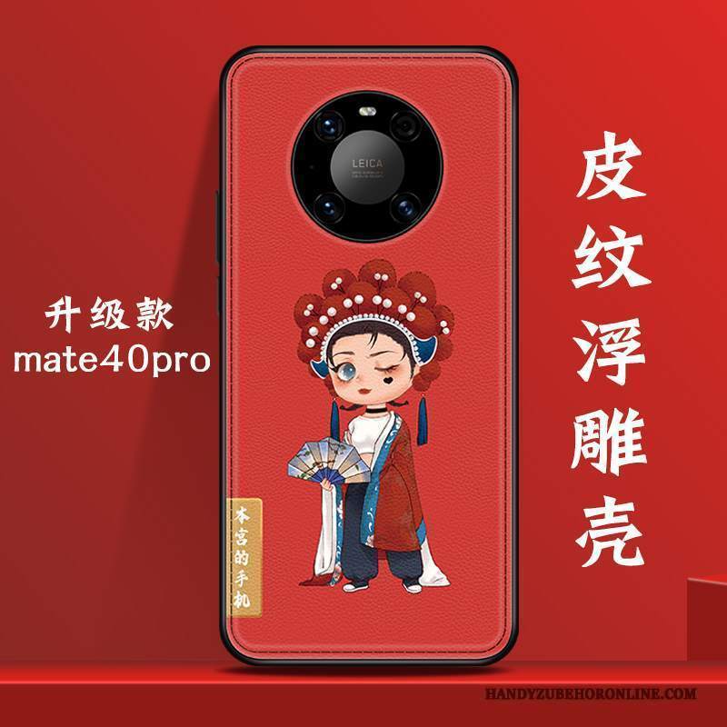 Custodia Huawei Mate 40 Pro Creativo Rosso Net Red, Cover Huawei Mate 40 Pro Stile Cinese Anti-caduta