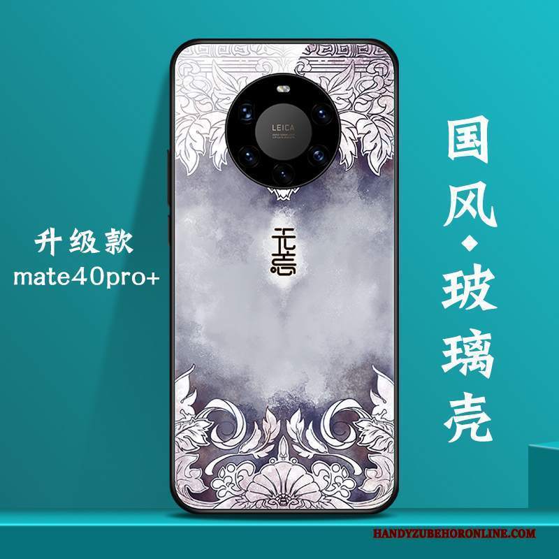 Custodia Huawei Mate 40 Pro+ Creativo Stile Cinese Tendenza, Cover Huawei Mate 40 Pro+ Vetro Bianco