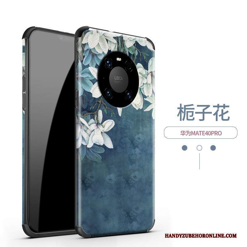 Custodia Huawei Mate 40 Pro Pelle Fiori Morbido, Cover Huawei Mate 40 Pro Vintage Nuovo Tutto Incluso