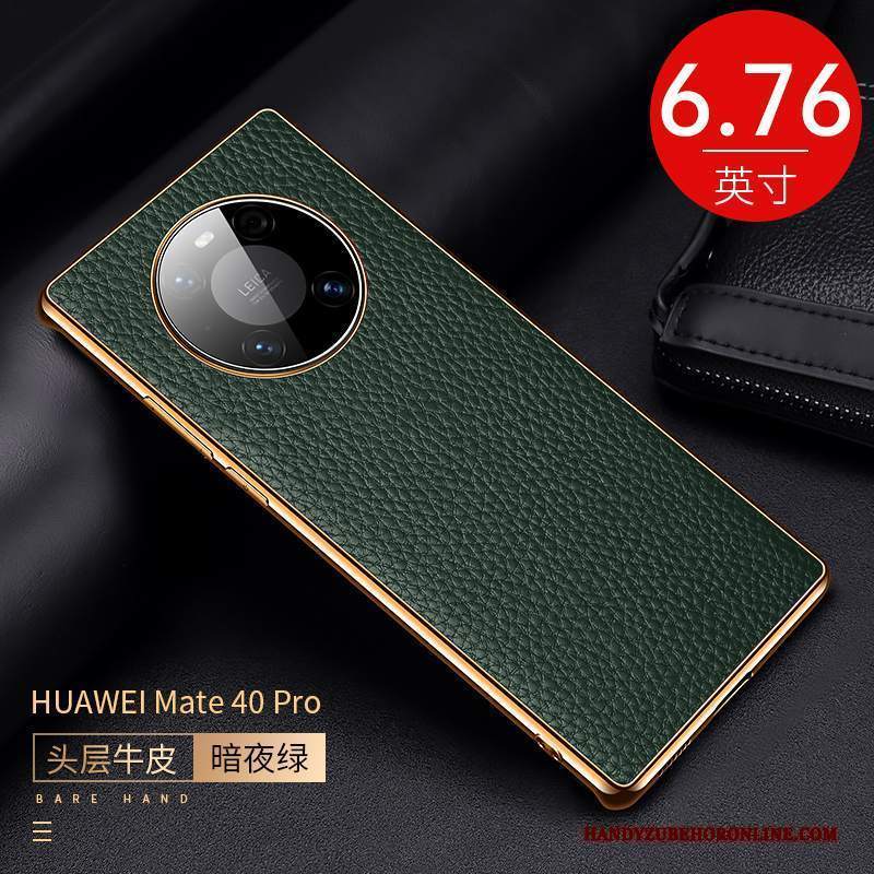 Custodia Huawei Mate 40 Pro Pelle Modello Blu, Cover Huawei Mate 40 Pro Protezione Mucca Litchi