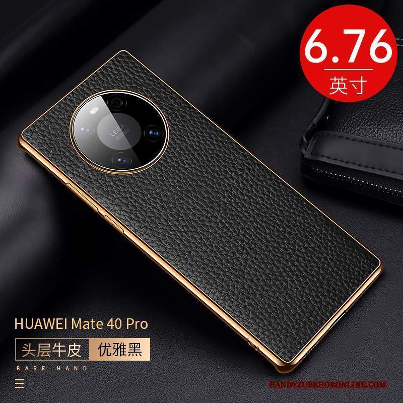 Custodia Huawei Mate 40 Pro Pelle Modello Blu, Cover Huawei Mate 40 Pro Protezione Mucca Litchi