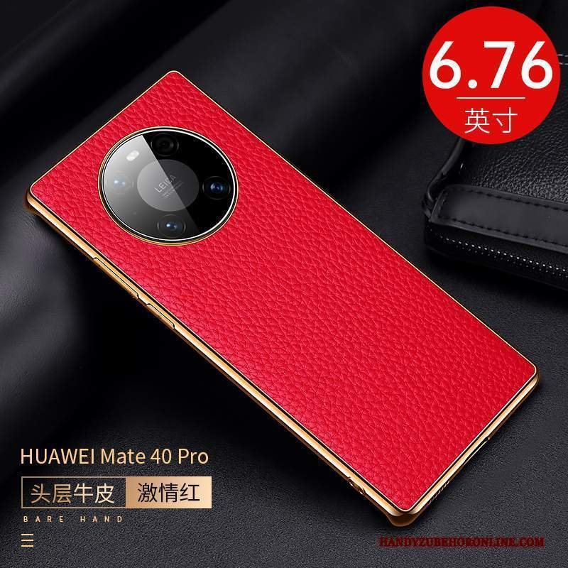 Custodia Huawei Mate 40 Pro Pelle Modello Blu, Cover Huawei Mate 40 Pro Protezione Mucca Litchi