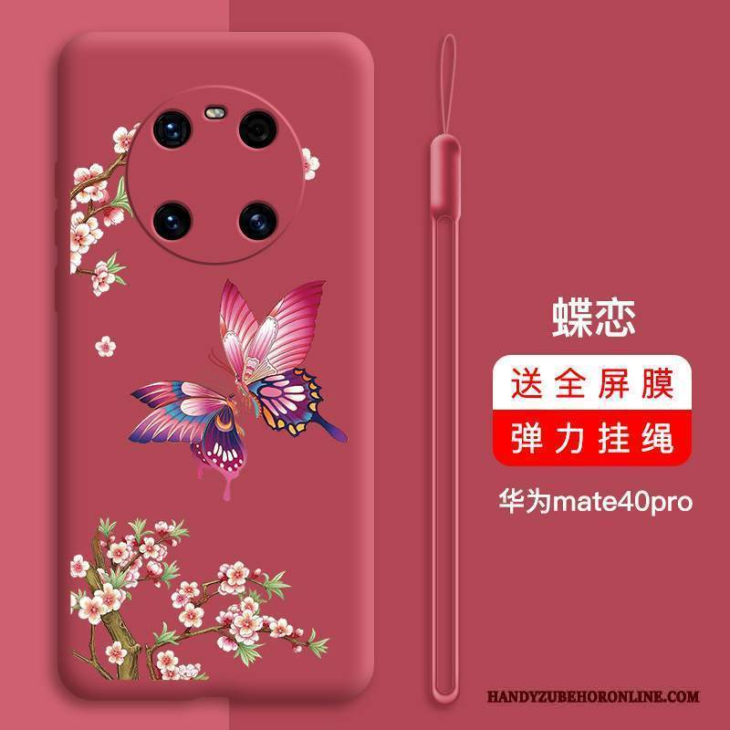 Custodia Huawei Mate 40 Pro Silicone Sottile Net Red, Cover Huawei Mate 40 Pro Protezione Telefono Anti-caduta