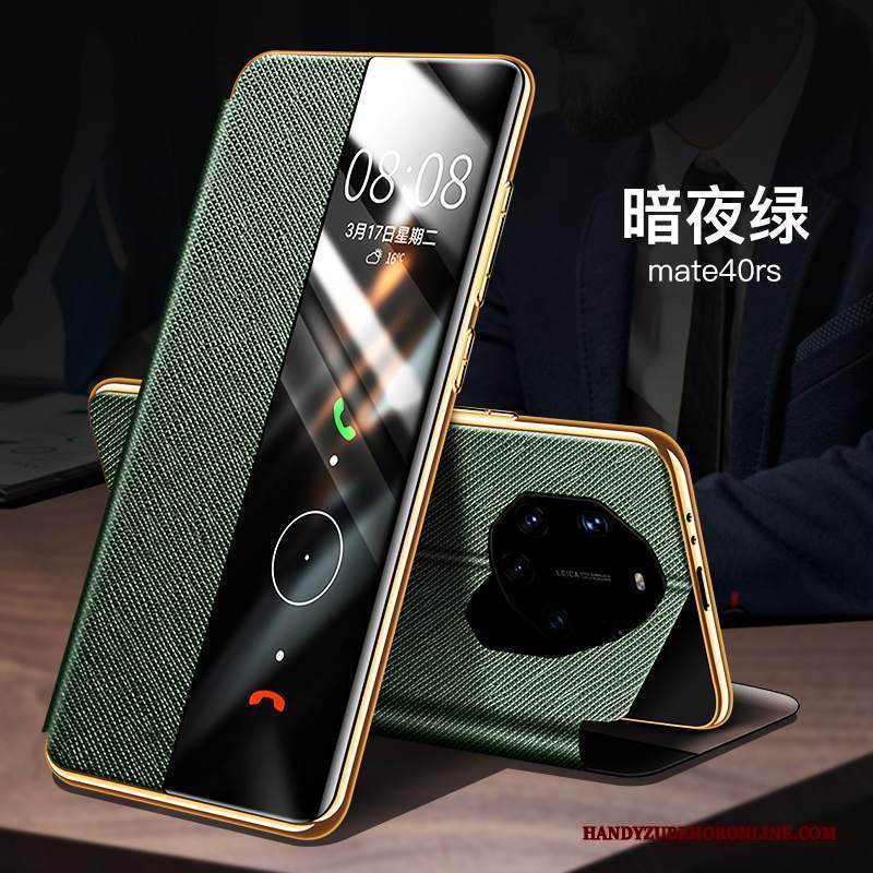 Custodia Huawei Mate 40 Rs Folio Anti-cadutatelefono, Cover Huawei Mate 40 Rs Pelle Nuovo Verde