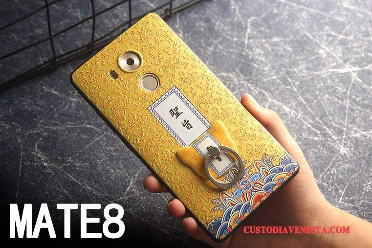 Custodia Huawei Mate 8 Creativo Giallo Palazzo, Cover Huawei Mate 8 Goffratura Telefono Ring