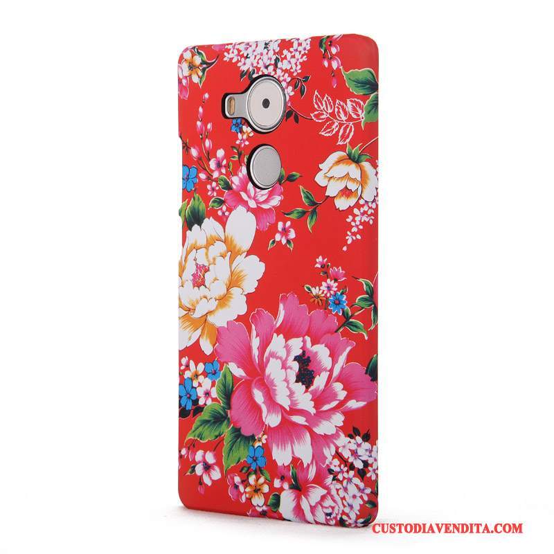 Custodia Huawei Mate 8 Goffratura Arte Fiori, Cover Huawei Mate 8 Protezione Peonia Difficile