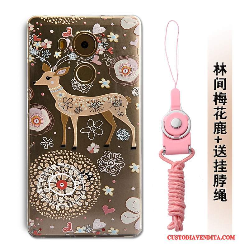 Custodia Huawei Mate 8 Silicone Morbido Ornamenti Appesi, Cover Huawei Mate 8 Goffratura Anti-caduta Rosa