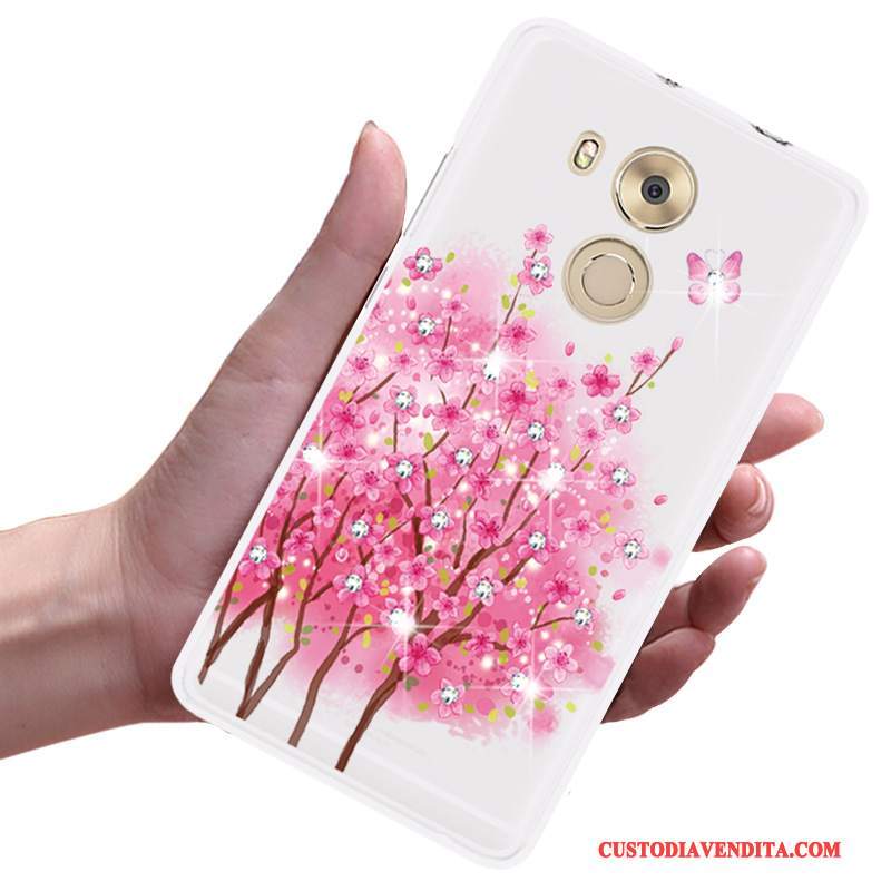 Custodia Huawei Mate 8 Silicone Telefono Tendenza, Cover Huawei Mate 8 Strass Morbido Bianco