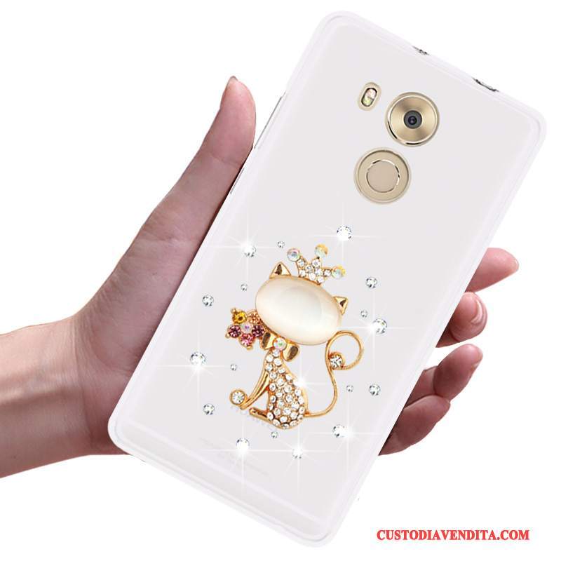 Custodia Huawei Mate 8 Silicone Telefono Tendenza, Cover Huawei Mate 8 Strass Morbido Bianco