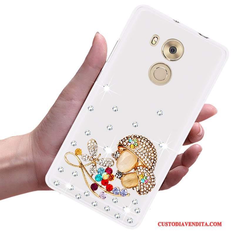 Custodia Huawei Mate 8 Silicone Telefono Tendenza, Cover Huawei Mate 8 Strass Morbido Bianco