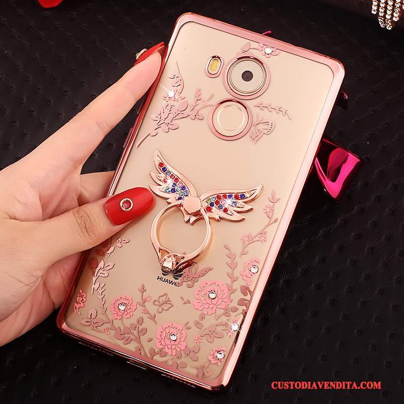 Custodia Huawei Mate 8 Strass Rosa Oro, Cover Huawei Mate 8 Protezione Con Strasstelefono