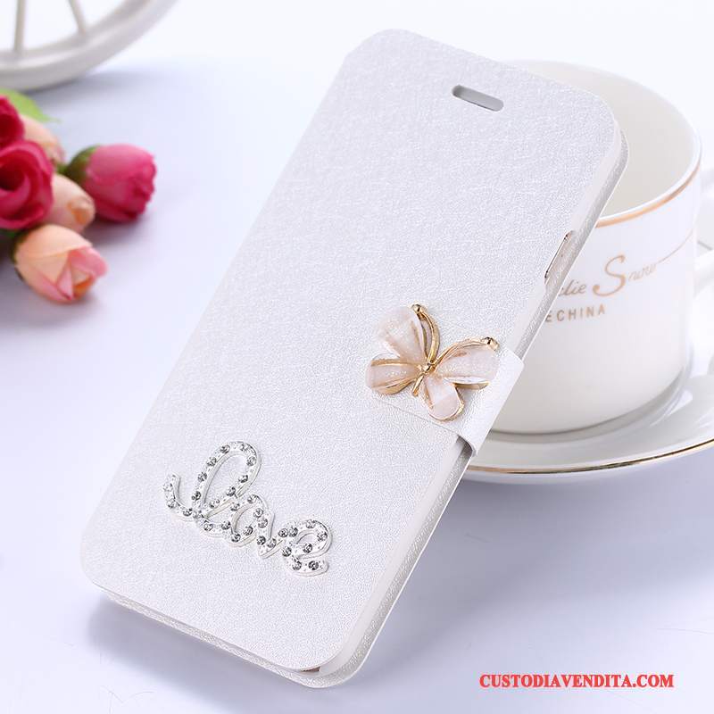 Custodia Huawei Mate 8 Strass Supporto Bianco, Cover Huawei Mate 8 Protezione Telefono