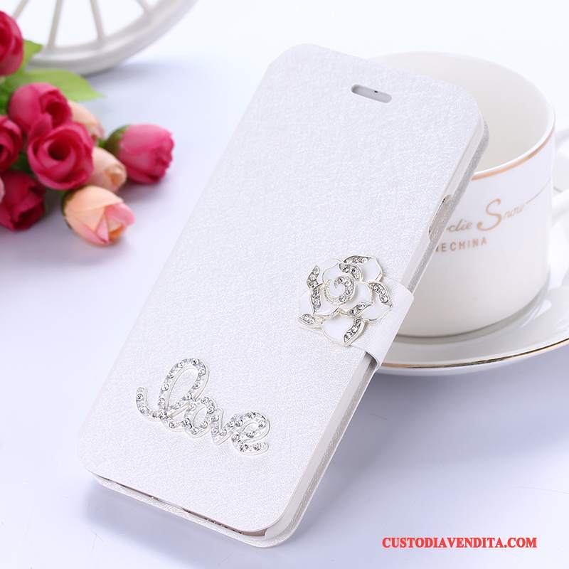 Custodia Huawei Mate 8 Strass Supporto Bianco, Cover Huawei Mate 8 Protezione Telefono