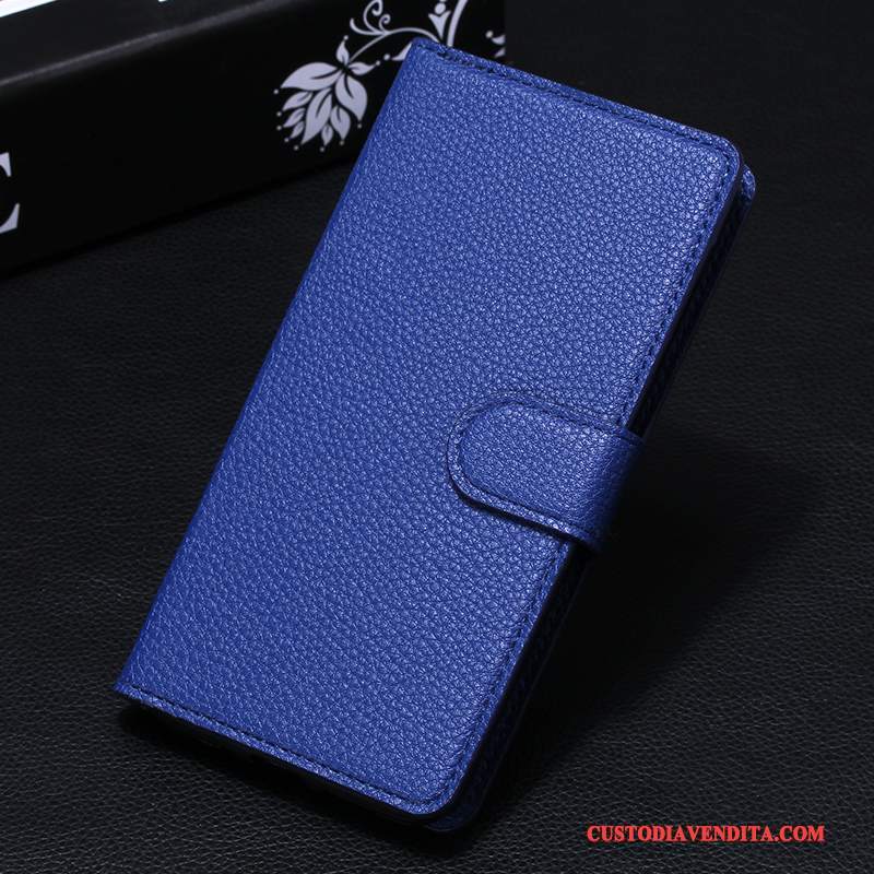 Custodia Huawei Mate 9 Folio Blu Anti-caduta, Cover Huawei Mate 9 Pelle Telefono