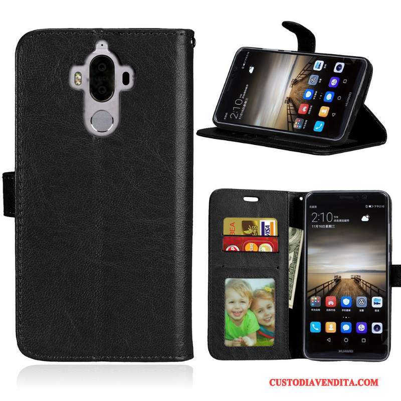 Custodia Huawei Mate 9 Pelle Anti-caduta Blu Chiaro, Cover Huawei Mate 9 Folio Telefono