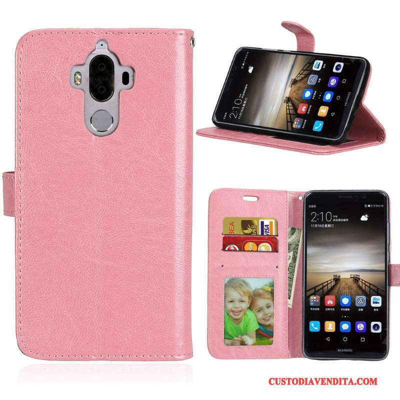 Custodia Huawei Mate 9 Pelle Anti-caduta Blu Chiaro, Cover Huawei Mate 9 Folio Telefono