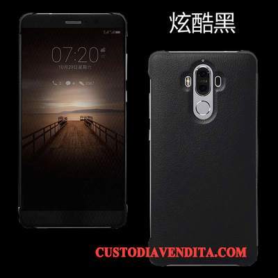 Custodia Huawei Mate 9 Pelle Sottile Nero, Cover Huawei Mate 9 Folio Telefono Anti-caduta