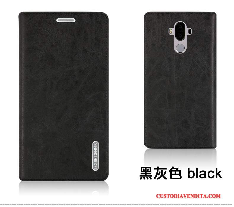 Custodia Huawei Mate 9 Pelle Telefono Coperchio Posteriore, Cover Huawei Mate 9 Protezione Blu Scuro