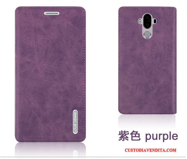 Custodia Huawei Mate 9 Pelle Telefono Coperchio Posteriore, Cover Huawei Mate 9 Protezione Blu Scuro