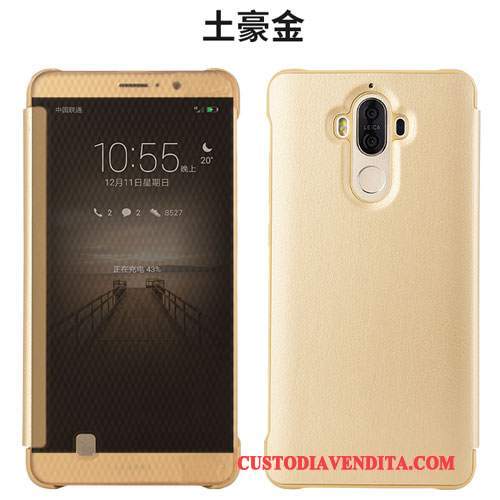 Custodia Huawei Mate 9 Pelle Telefono Oro, Cover Huawei Mate 9 Protezione Anti-caduta Tutto Incluso