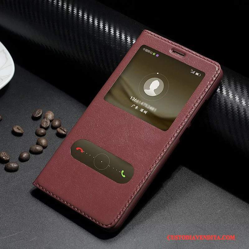 Custodia Huawei Mate 9 Pelle Vino Rossotelefono, Cover Huawei Mate 9 Protezione Finestra Aperta Europa