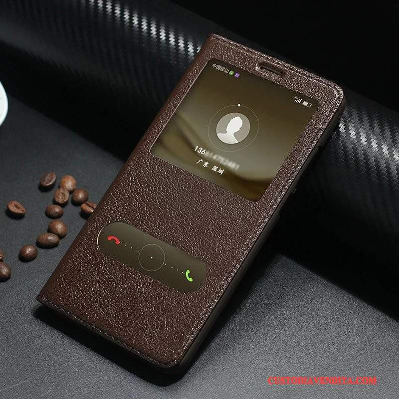 Custodia Huawei Mate 9 Pelle Vino Rossotelefono, Cover Huawei Mate 9 Protezione Finestra Aperta Europa