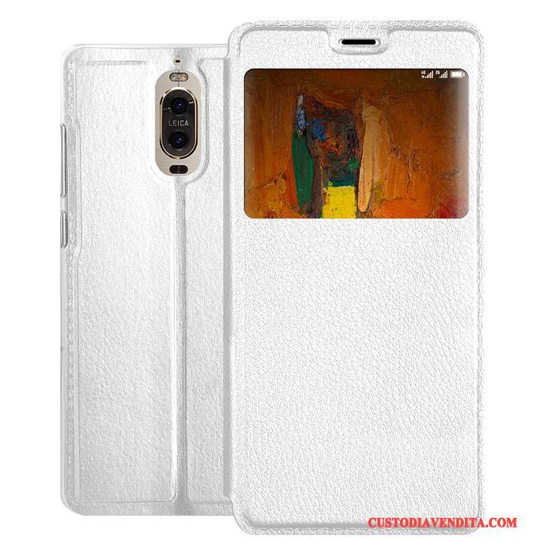 Custodia Huawei Mate 9 Pro Folio Orotelefono, Cover Huawei Mate 9 Pro Pelle Finestra Aperta