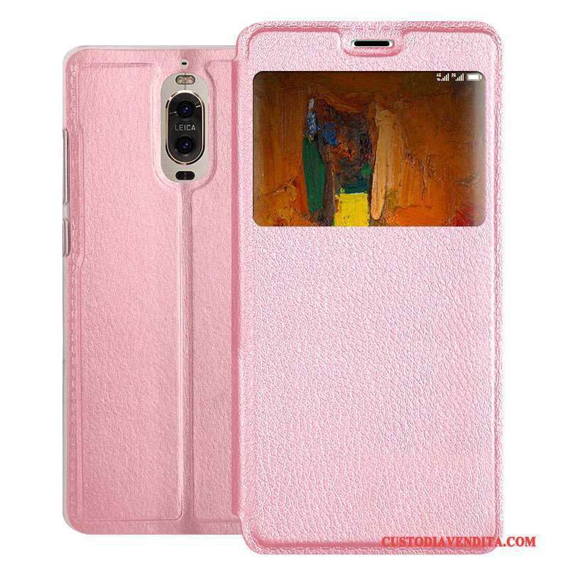 Custodia Huawei Mate 9 Pro Folio Orotelefono, Cover Huawei Mate 9 Pro Pelle Finestra Aperta