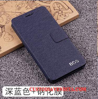 Custodia Huawei Mate 9 Pro Folio Telefono Anti-caduta, Cover Huawei Mate 9 Pro Pelle Macchiati Blu Scuro