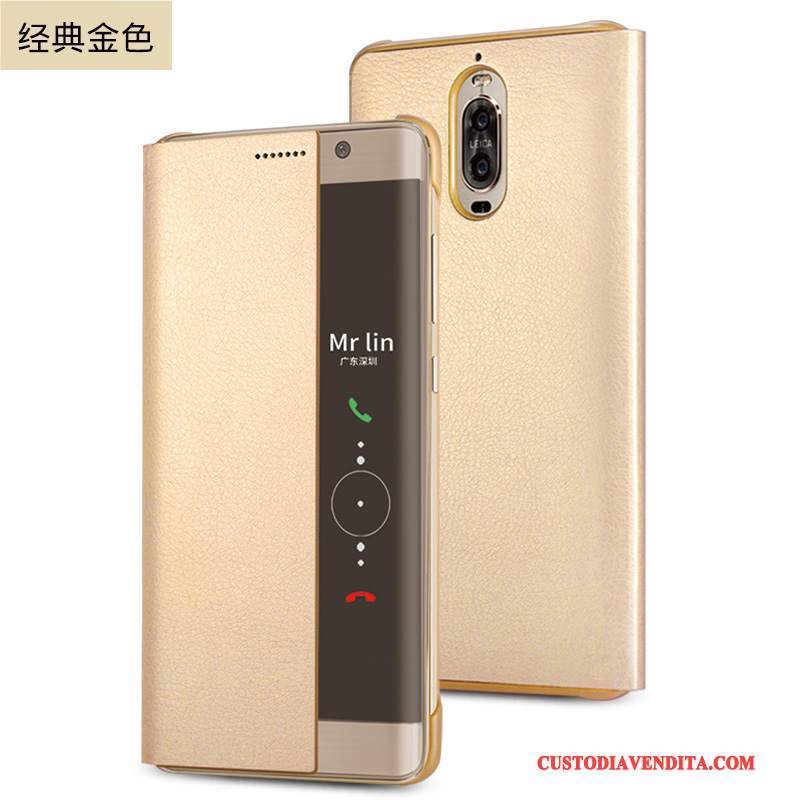 Custodia Huawei Mate 9 Pro Pelle Affaritelefono, Cover Huawei Mate 9 Pro Folio Oro Anti-caduta